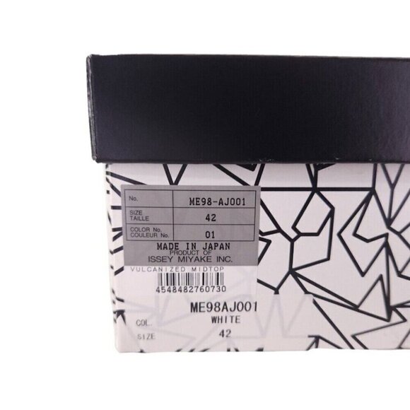 Issey Miyake Men White Vulcanized Mid-Top Sneakers 42 9 New - Picture 11 of 15